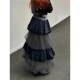 American retro plaid stitching mesh skirt female 2024 autumn niche design feel cake multi -layer Y2K long skirt