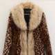 Women's leopard coat long mink coat fox fox wool big hair collar winter heating trench coat loose large size fur
