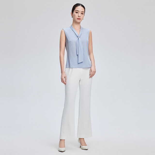 Yingzhi Shangxia's new elegant and versatile streamer-length sleeveless vest for women's simple and high-end mulberry silk base top