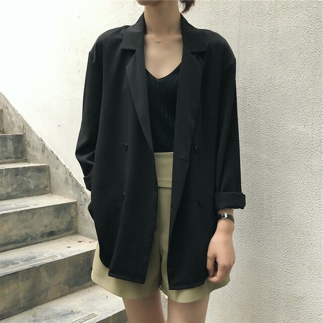 Loose drooping women's British style small suit niche thin Korean style ...