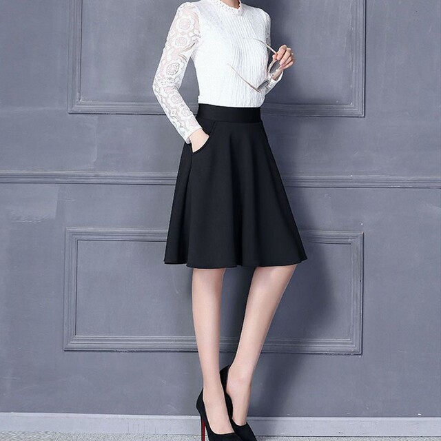 Large size summer A-line skirt for women's short skirt for high waist mid-length pockets 2025 square dance spring new style to make you look slim
