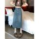 2025 rear slit high waist denim skirt for women in spring and autumn new style old hip-packing and slimming half-body mid-length skirt