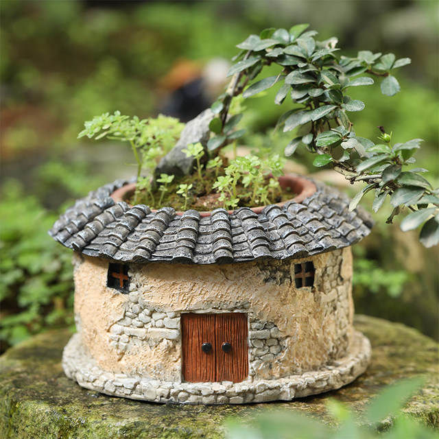 Chinese-style old house bonsai ornaments garden courtyard living room home decorations country earth house garden pastoral gifts