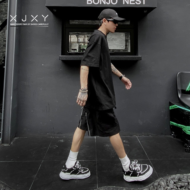 Xjxy stealth increase 7 cm casual board shoes Air Force black army black solubility shoes increasing 7cm increase men's shoes