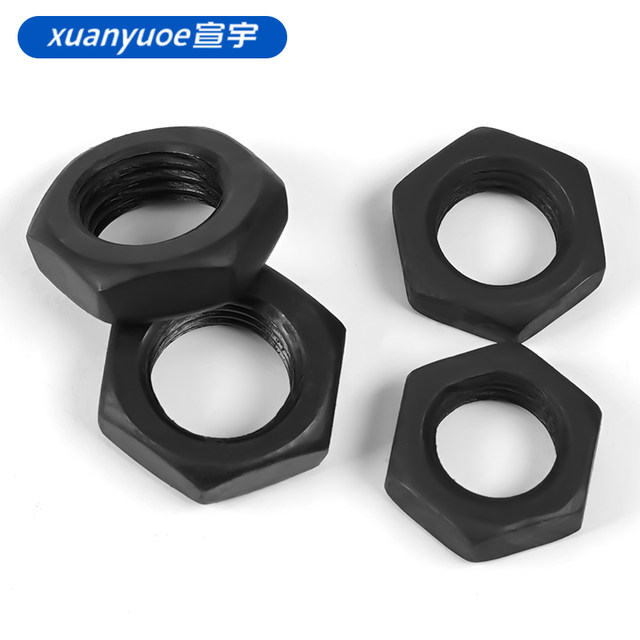 8.8-grade black hexagon thin nut GB6172 high-strength thin black standard flat screw cap M8-M64