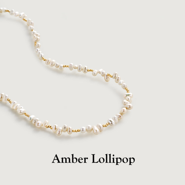 Amber Loli Pearl Necklace Women's Millet Beads Temperament Clavicle Chain Light Luxury Niche Beaded Necklace 2025 Hot Style