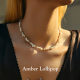 Amber Loli Pearl Necklace Women's Millet Beads Temperament Clavicle Chain Light Luxury Niche Beaded Necklace 2025 Hot Style