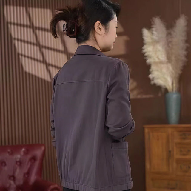 2025 Spring New Short Shirt Jacket Mom Fashion Twill Cotton Solid Color Small Perfect Casual Top
