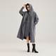 DEMMOV lemon grey long hooded double-sided cashmere coat for women in winter new loose silhouette