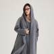 DEMMOV lemon grey long hooded double-sided cashmere coat for women in winter new loose silhouette