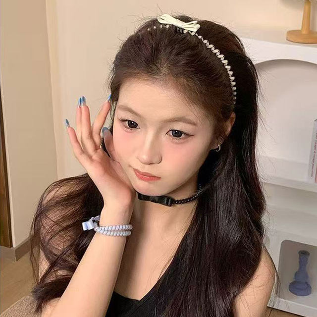 
Bow phone line hair loop headband 2025 new high-end hair tie hair rope sweet versatile hair band headdress