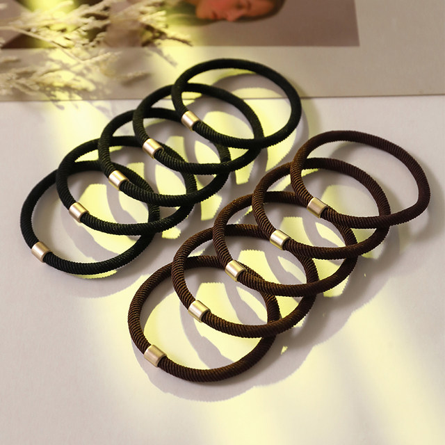 Thick hair ring women's leather case ins black hair rope simple hair tie rubber band high elastic durable hair rope not damaged hair
