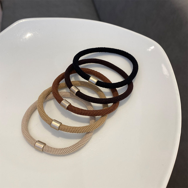 Thick hair ring women's leather case ins black hair rope simple hair tie rubber band high elastic durable hair rope not damaged hair