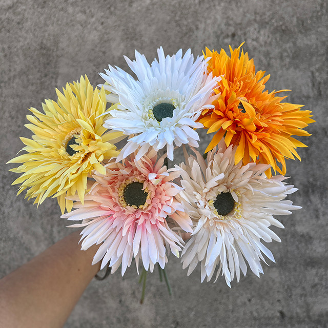 
Single branch crab claw chrysanthemum, bouquet of flowers, diy material, wedding floral design, shooting props, living room, bedroom, fake flowers