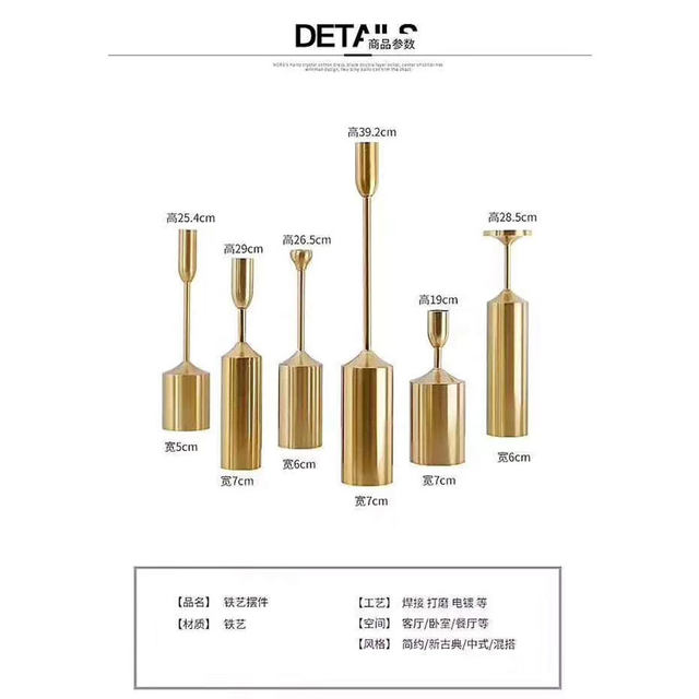 New wedding European-style electroplated candlestick six-piece set of props welcome area decoration supplies table decoration foreign trade