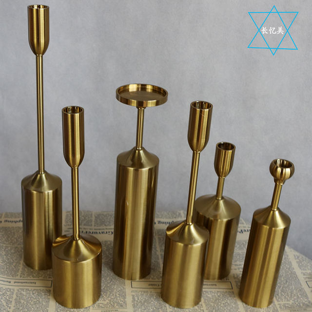 New wedding European-style electroplated candlestick six-piece set of props welcome area decoration supplies table decoration foreign trade