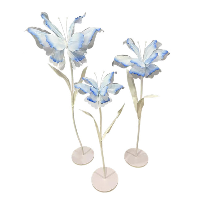 
Silk Road Yin floral wedding stage background wall decoration outdoor window display three-dimensional simulated butterfly pole flower