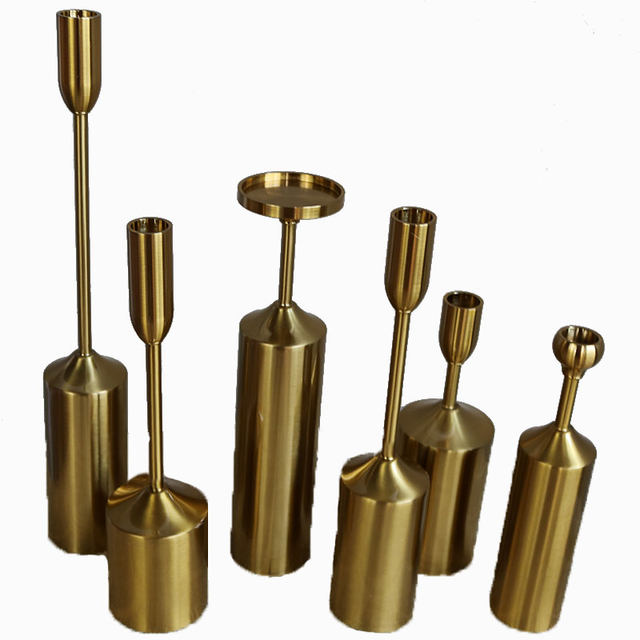 New wedding European-style electroplated candlestick six-piece set of props welcome area decoration supplies table decoration foreign trade