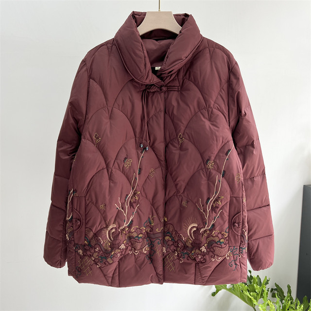 Mom's down jacket women's winter 2024 new 90 velvet thickened warm retro old man's grandma top short jacket