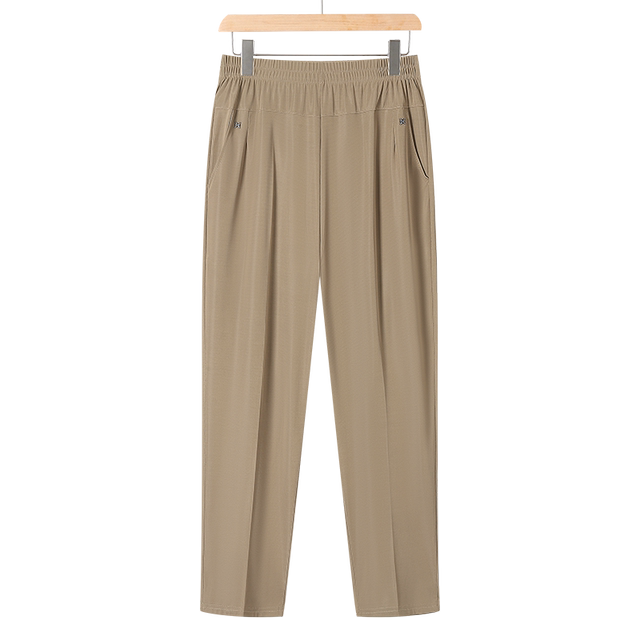 Mom pants 2025 new spring and summer elastic waist casual pants middle-aged and elderly women's summer loose thin straight trousers