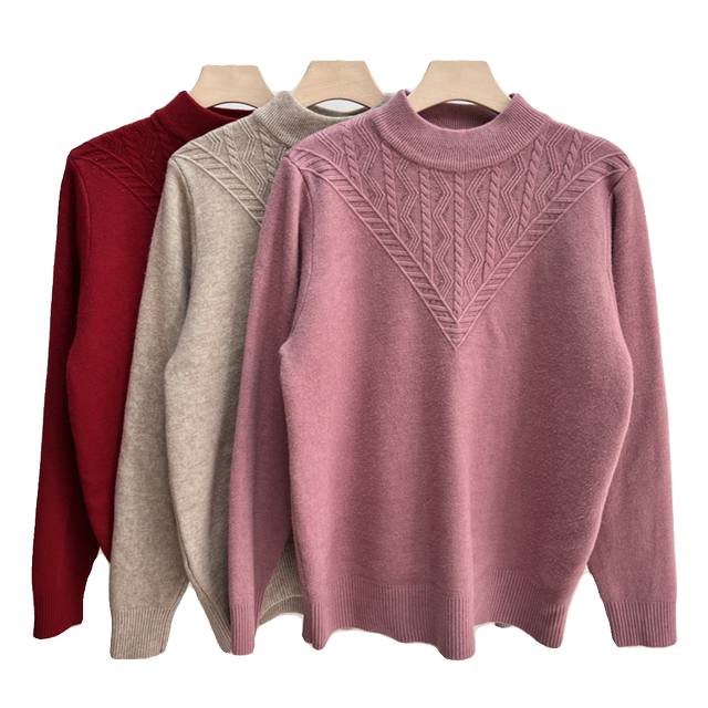 Mother's clothing winter velvet warm woolen sweater for middle-aged women middle-aged and elderly women autumn and winter thickened bottoming shirt