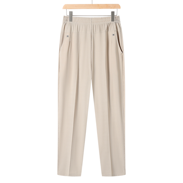 Mom pants 2025 new spring and summer elastic waist casual pants middle-aged and elderly women's summer loose thin straight trousers