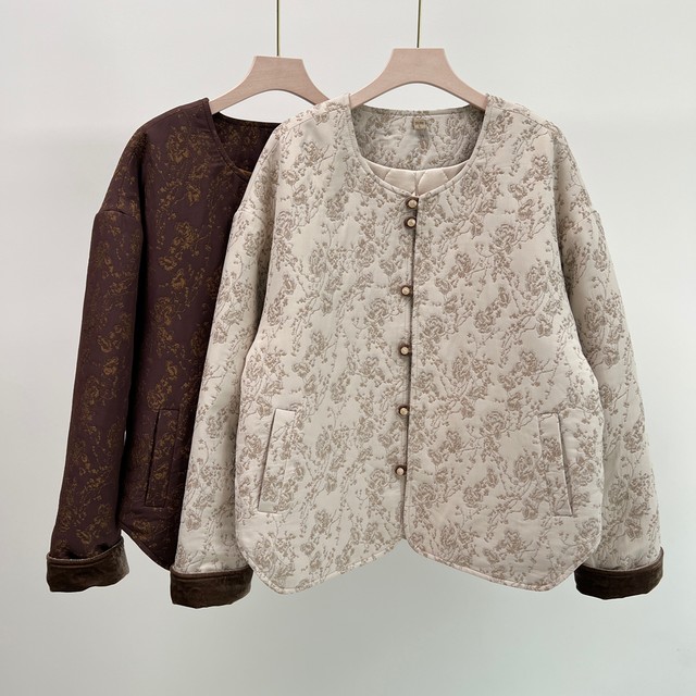 Fashionable grandma wear autumn and winter Chinese loose high-end cotton coat coat elderly women's clothing mother warm cotton coat top