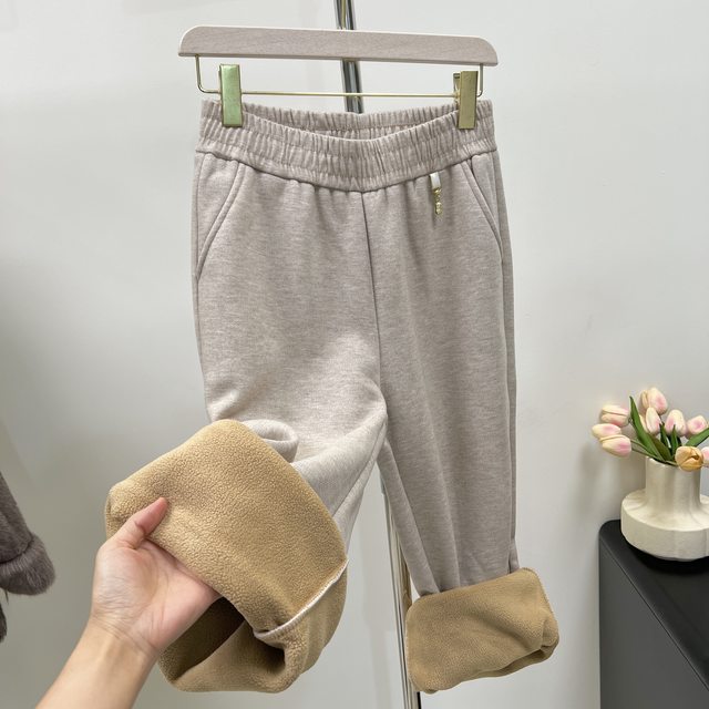 Middle-aged and elderly women's pants mother autumn and winter pants fashionable straight-leg pants wearing elastic waist casual small grandma pants