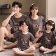 Family of three and four parents-child pajamas short-sleeved summer thin pure cotton mother-daughter shorts round neck home clothing set