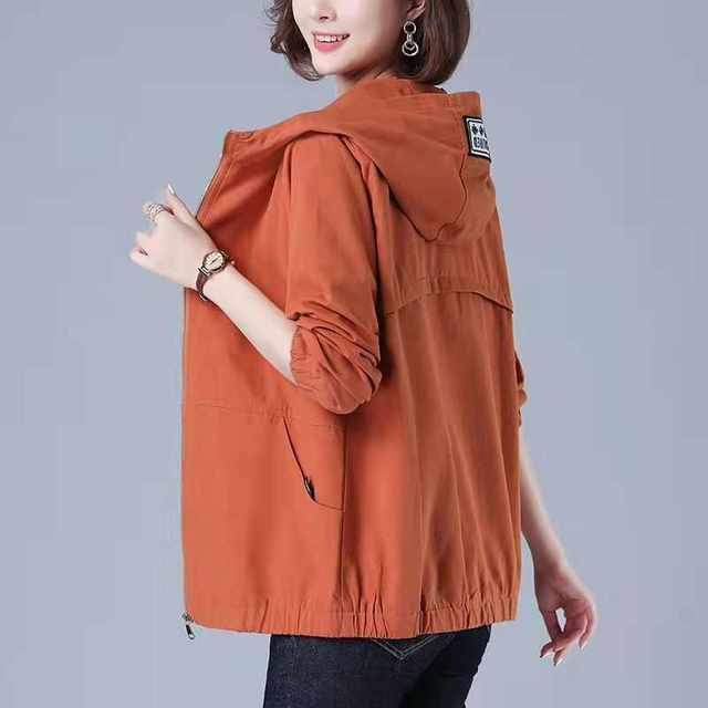 Large size thin coat for women spring and autumn 2025 new loose windbreaker for small middle-aged and elderly mothers hooded top