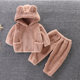 Children's autumn and winter flannel suit baby pajamas home clothes warm hooded outer two-piece set 2025 new style