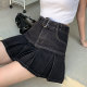 VWYZ Street hot girl spliced ​​ruffled pleated denim skirt for women with retro slim waistband fishtail skirt