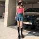 VWYZ Street hot girl spliced ​​ruffled pleated denim skirt for women with retro slim waistband fishtail skirt