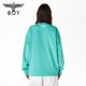 BOYLONDON Spring Men and Women's Same Pearl Light Embroidered Peacock Blue Simple Casual Pullover Sweatshirt N03001