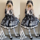 Korean mushroom cool {exclusive}~original design antique cat lolita dress gothic style dark long-sleeved op dress
