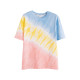 
Large size women's short-sleeved T-shirt for women in summer 2025 new Korean version loose small rainbow striped versatile top