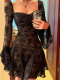 Niche flap sleeve square collar fashionable high-end exquisite romantic small person ins high-end large-size dress for women
