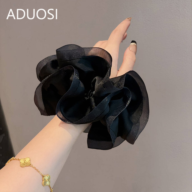 Ados hair tie, French high-end hair tie, black pleated versatile temperament, large intestine ring hair tie