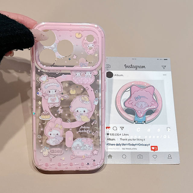 Shell companion suitable for Apple 16 mobile phone case iPhone17promax new 15 protective cover 13/14 silicone anti-fall 17Pro all-inclusive two-in-one high-end magnetic shell with stand for female fans