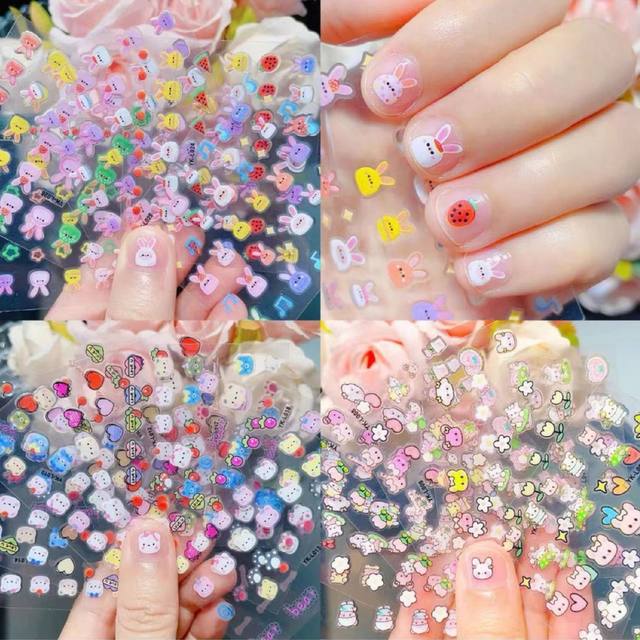 Children's cartoon nail stickers princess baby waterproof nails sticker flower, child toy, little rabbit gum -gel nails sticker
