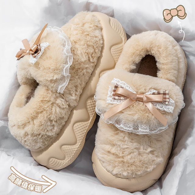 Cotton slippers for women in winter 2025 new thick-soled warm plush non-slip confinement cotton shoes for women wearing outside