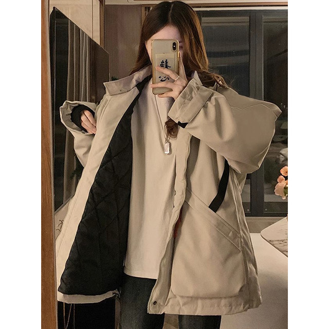 300Jin [Jin equals 0.5 kg] Large size fat mm American retro cotton thickened cotton suit for women's spring new workwear park overcoming the trend of jacket
