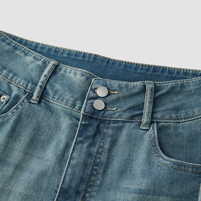 [Same style in the mall] Semir jeans for women with frilled cropped pants on the street 2025 summer new bell-bottom pants to make you look slim M