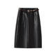 High-waisted leather skirt and skirt for women's spring and autumn new soft leather hip skirt over the knee medium-length large pockets behind