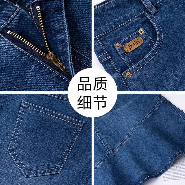 Retro blue denim skirt for women in spring and autumn 2025 new high-waist mid-length A-line one-step hip-wrap skirt