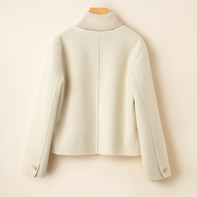 Double-sided cashmere coat women's short autumn and winter new Korean style small fragrance single-breasted round neck age-reducing woolen coat