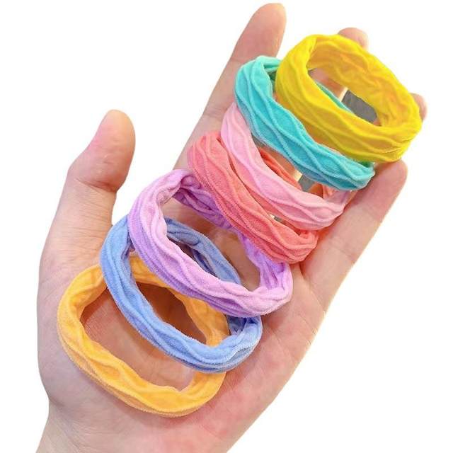 Children's colorful hair rings do not hurt hair, high ponytail hair rope, girls' towel ring, students' durable high-elastic hair rope rubber band