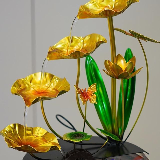 
Mengli lotus fish tank flowing water fountain ornament u decorative humidifier opening gift (large gradient water wheel)