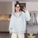 Cardigan hooded sweatshirt coat for women autumn and winter 2024 new large-size women's spliced ​​plaid design loose top
