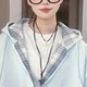 Cardigan hooded sweatshirt coat for women autumn and winter 2024 new large-size women's spliced ​​plaid design loose top
